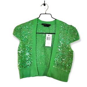 Bcbg Maxazria Y2K Shrug Sweater Size S Women Loose Knit Black Silk Sequins